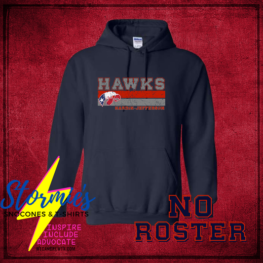 Hawks Football-Cheer 2024 Navy Sweatshirt & Hoodie & Long Sleeve Shirt