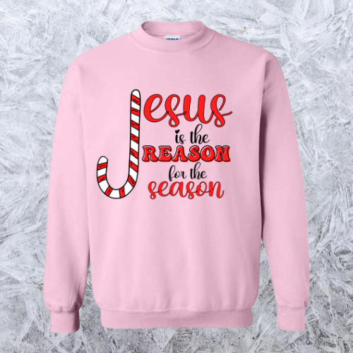 Jesus is the Reason for the Season Light Pink Sweatshirt