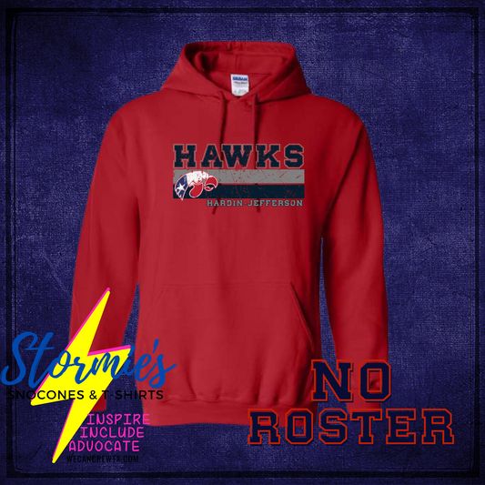 Hawks Football-Cheer 2024 Red Sweatshirt & Hoodie & Long Sleeve Shirt