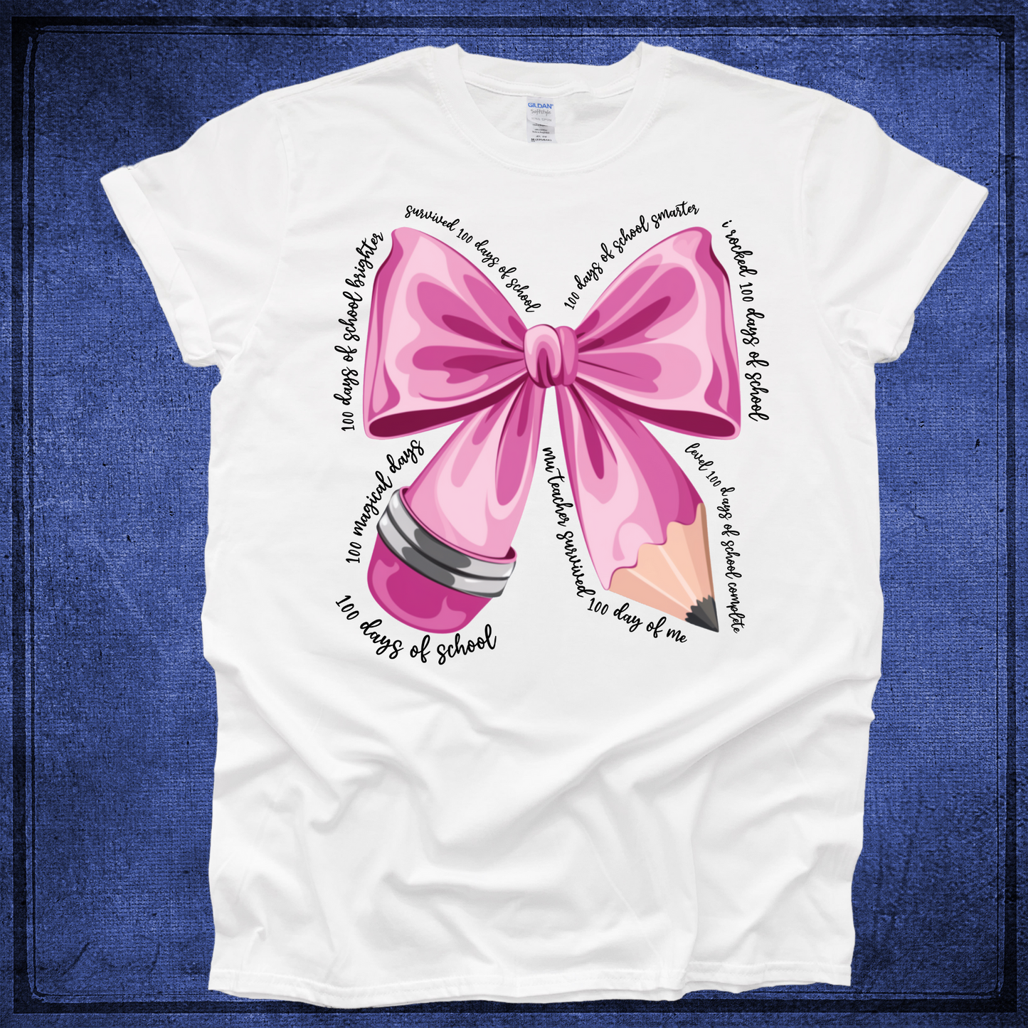 Pink Bow -100 Days of School - White Shirt