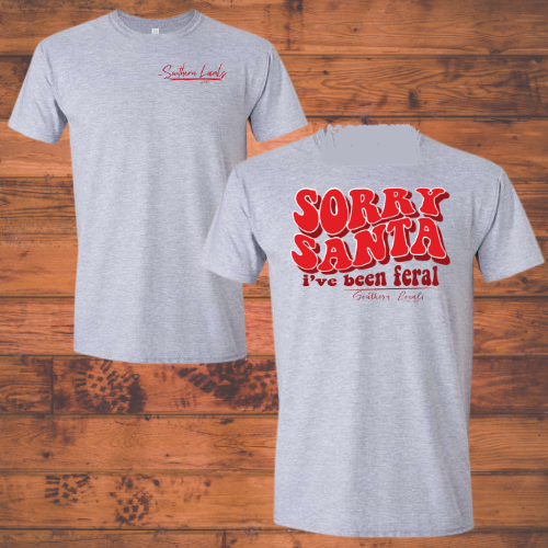 Southern Locals Sorry Santa Feral SoftStyle Shirt Sport Gray