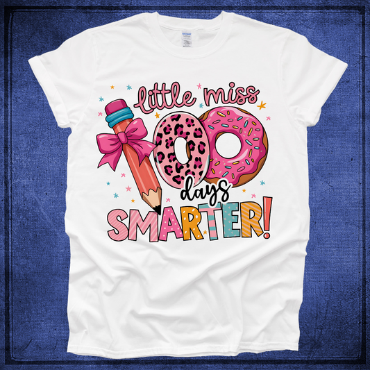 Little Miss 100 Days Smarter -100 Days of School - White Shirt