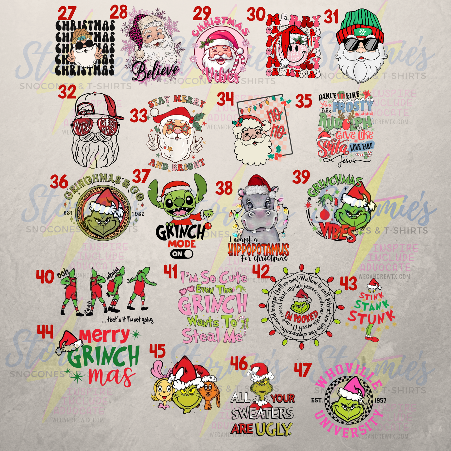 December Dress Up Days No Fuss 7 Shirt Pack 60+ Design Options