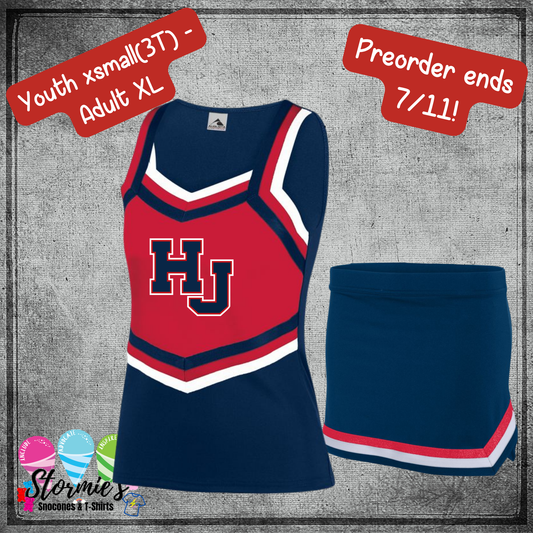 HJ Hawks Custom Navy Red White Cheer Outfit 2025 - PREORDER ENDS 7/11