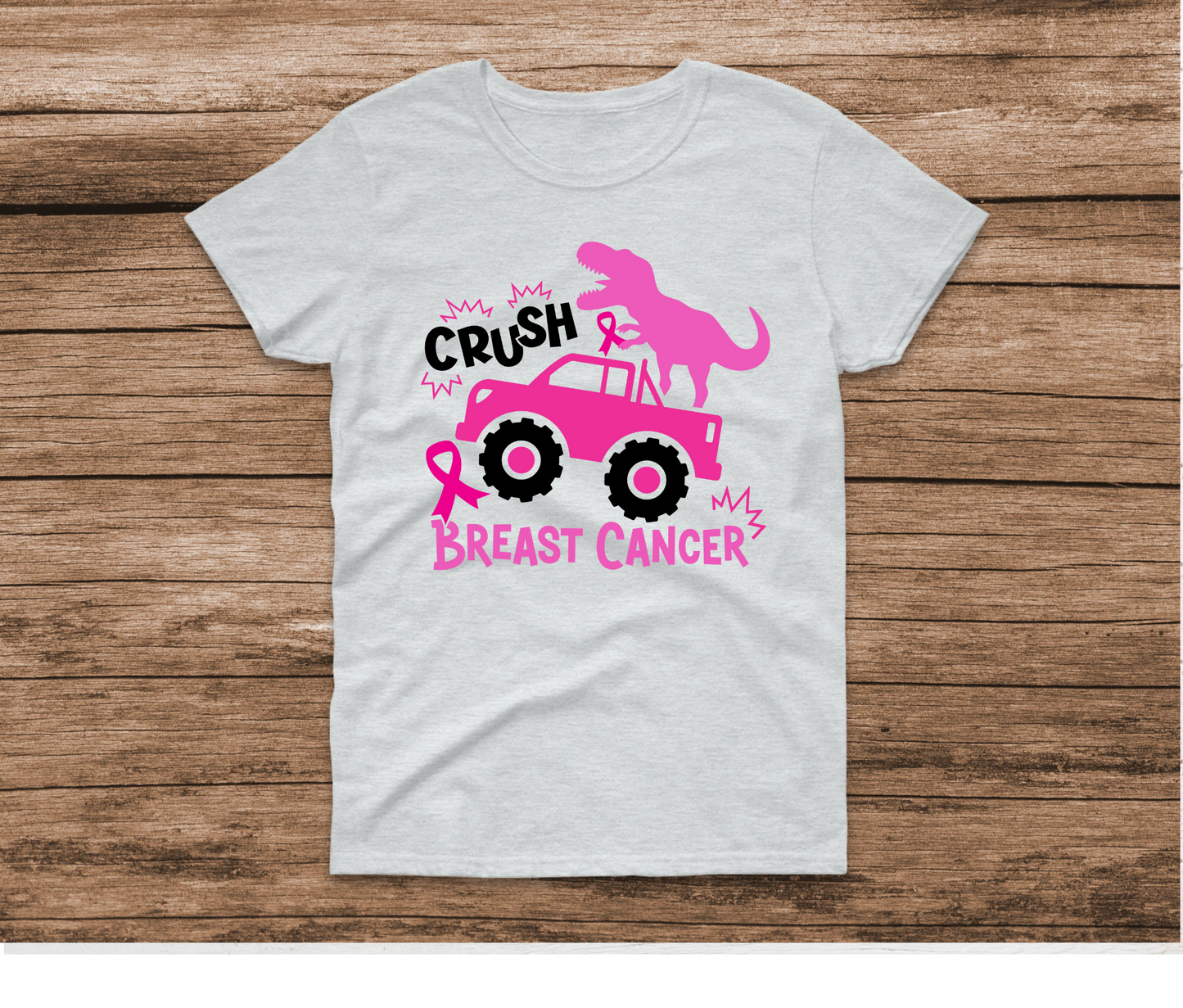 Crush Breast Cancer Dinosaur Monster Truck Shirt