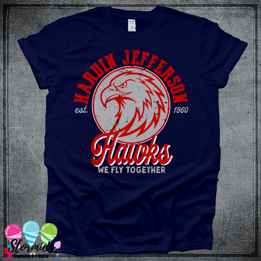 Hawks HJ Circle We Fly Together Navy TShirt
