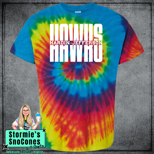 Hawks HJ Split Fall Field day/Homecoming 2026 Tie Dye Reactive Rainbow All School Support Shirt