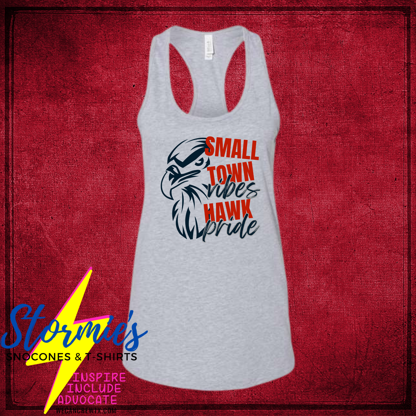 Small Town Vibes Hawk Pride Bella Racer Back Tank Top