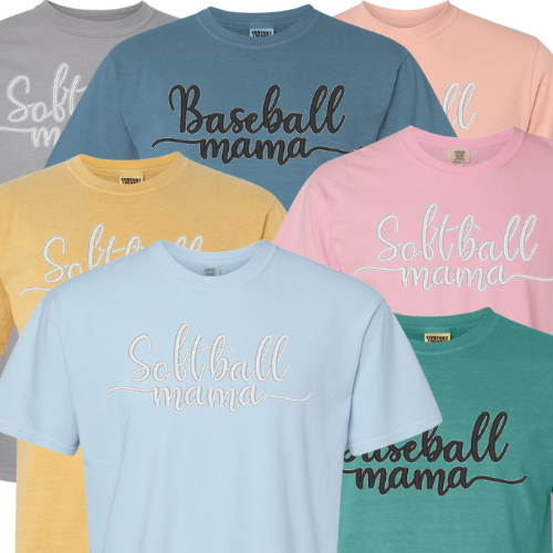 Cursive Baseball Softball Mama Comfort Colors Shirt