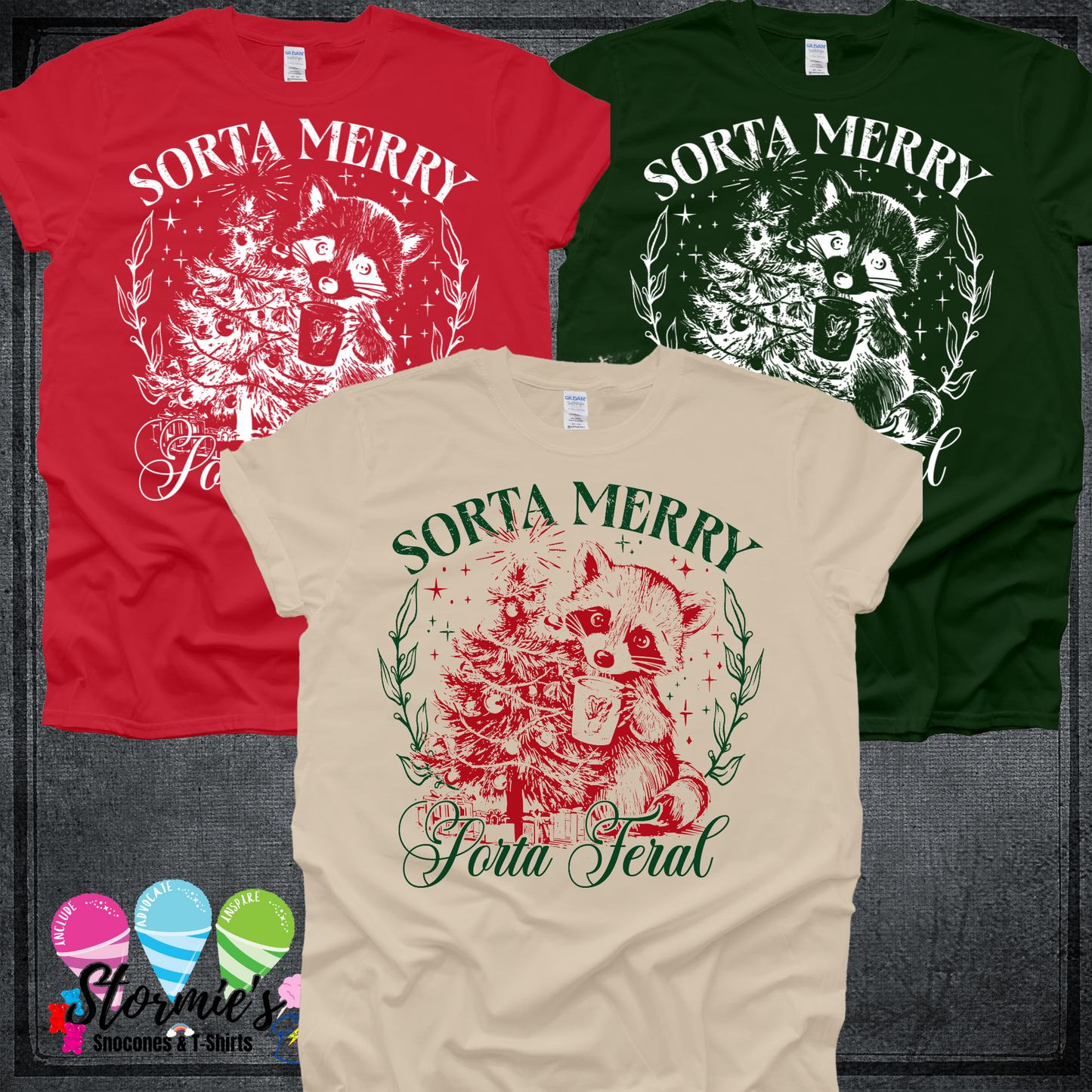 Sorta Merry Sorta Feral Christmas Racoon Shirt