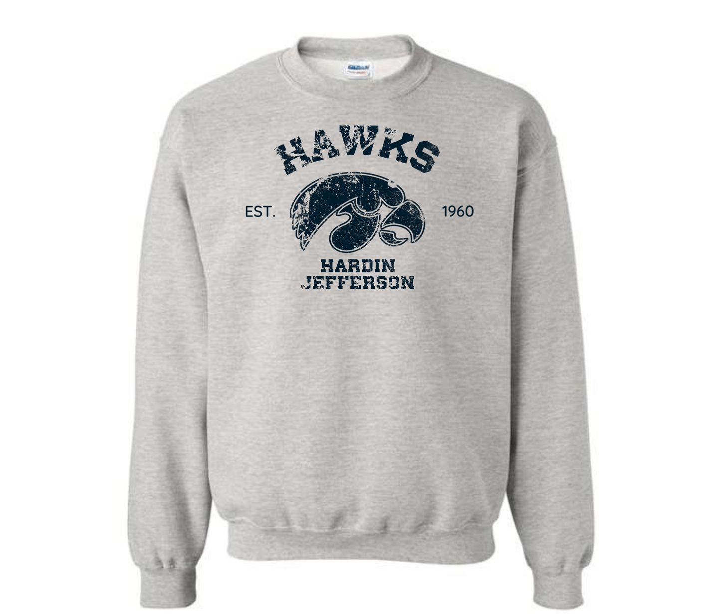 Hawks EST. HJ Distressed Gray Shirt & Sweatshirt & Hoodie & Long Sleeve Shirt