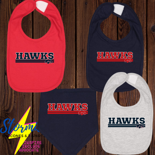 Hawks Lined Logo Baby Bib