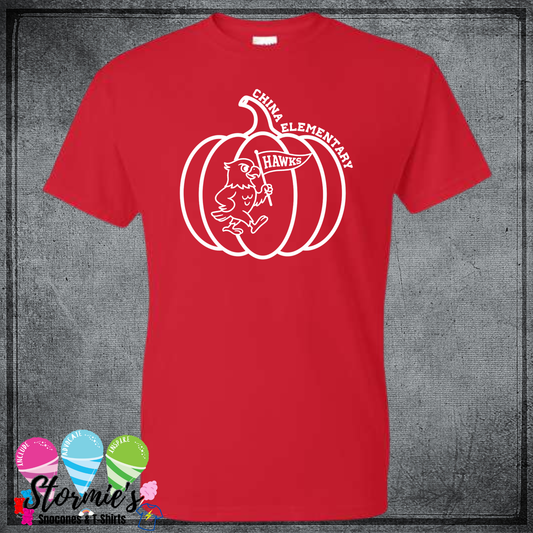Hawk Pumpkin - Fall China Elementary Field Day 2025 Shirt Red DRY FIT