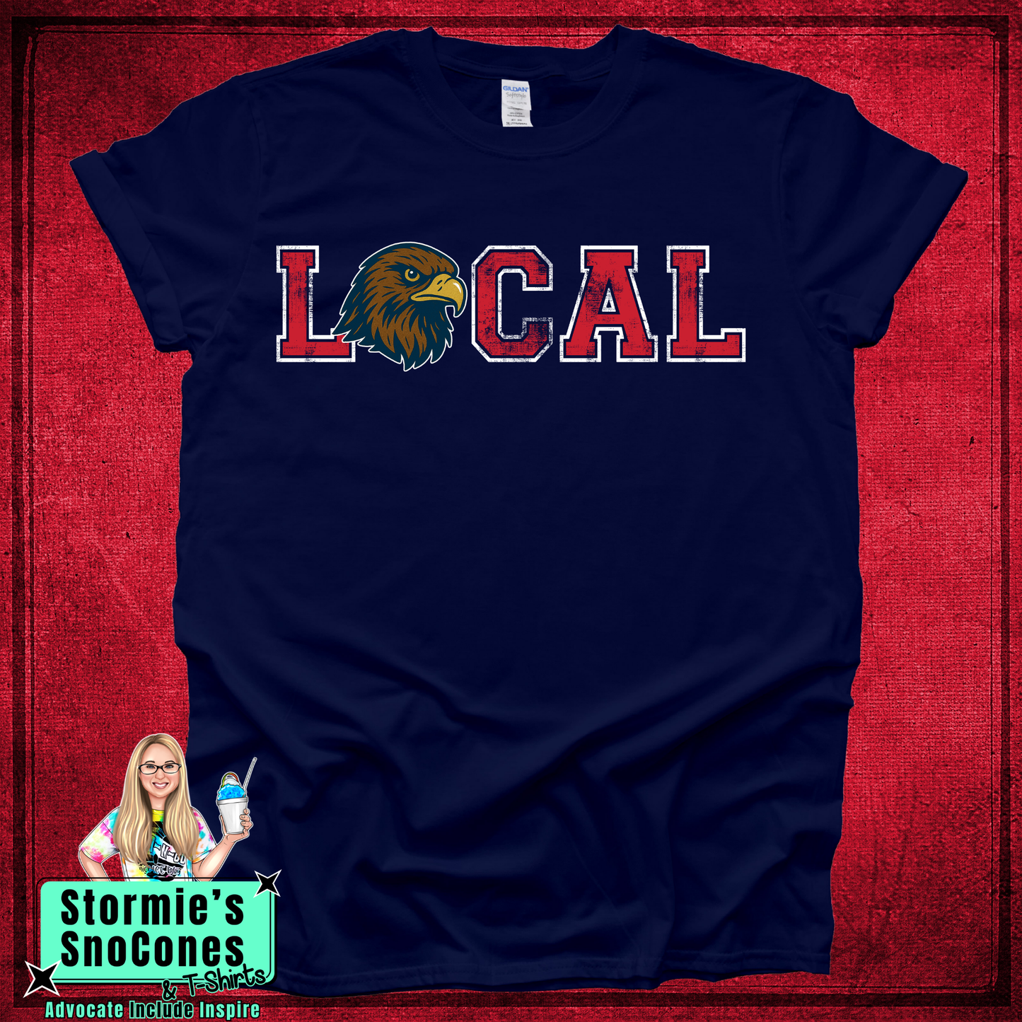 Hawks Mascot Local Distressed Navy TShirt