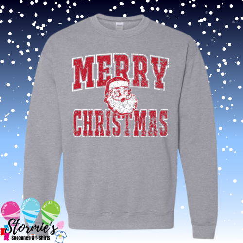 Merry Christmas Santa Face Sport Gray Sweatshirt & Hoodie & Long Sleeve Shirt