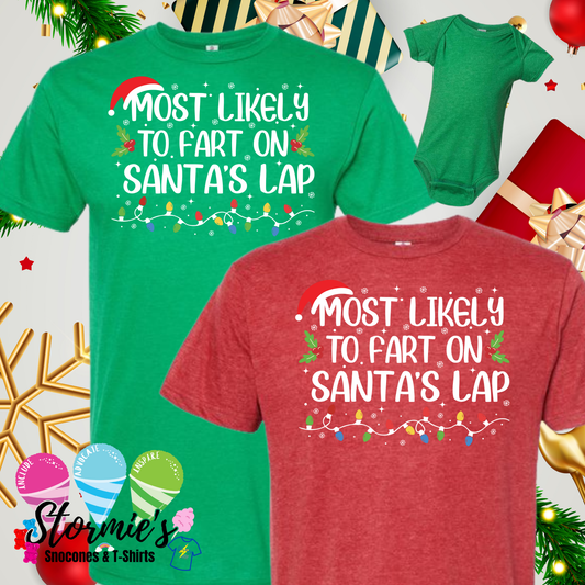 Christmas Lights Group Shirts - Most Likely To - Fart On Santa's Lap