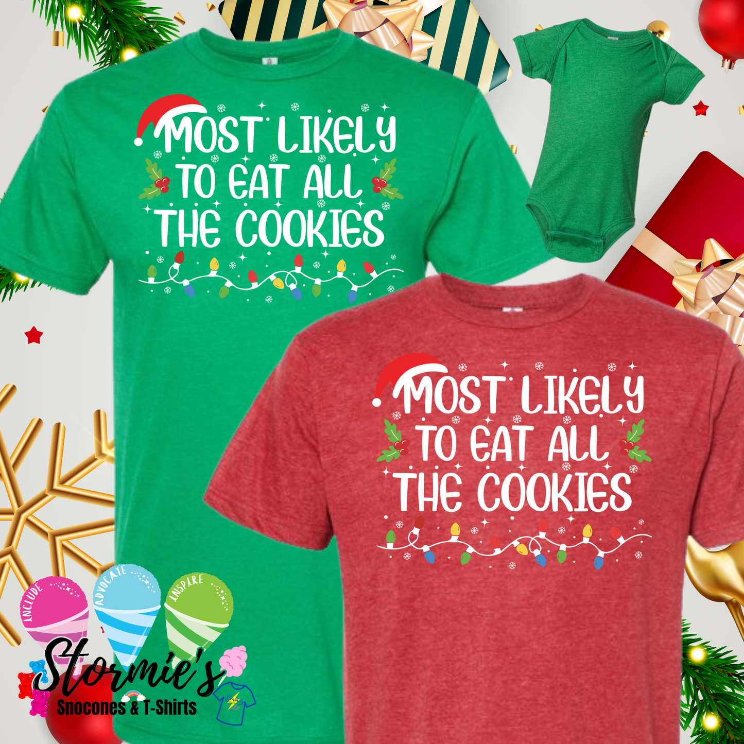 Christmas Lights Group Shirts - Most Likely To - Eat All The Cookies