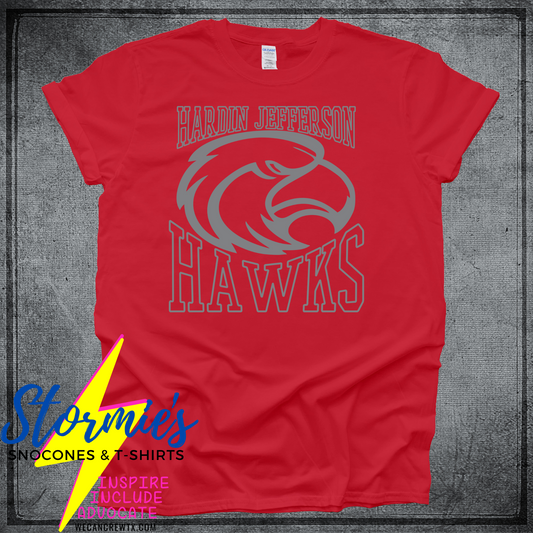 5th & 8th Grade - HJ Hawks Head - China Elementary- Sour Lake Elementary Color Wars/Field Day 2024 Shirt Red