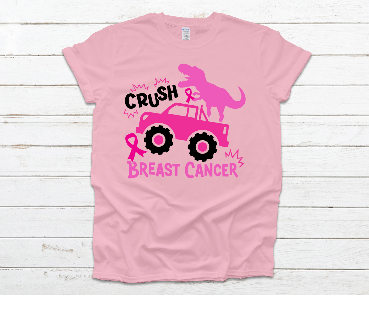 Crush Breast Cancer Dinosaur Monster Truck Shirt