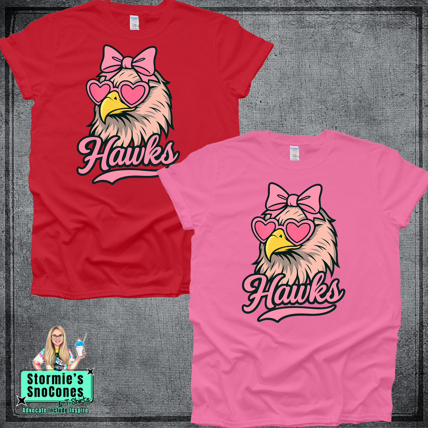Hawks Heart Glasses Mascot Tshirt