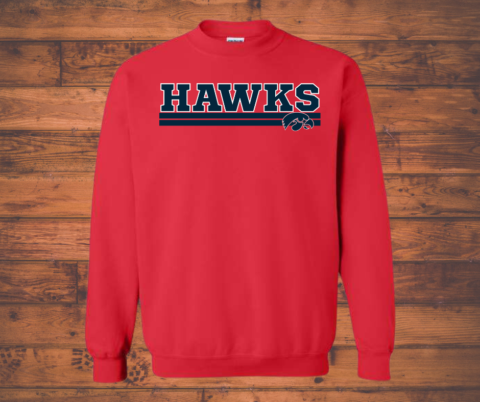 Hawks Lined Logo Red Sweatshirt & Hoodie