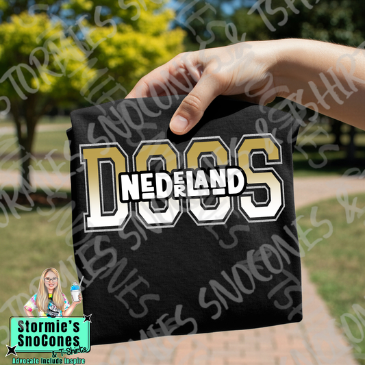 Nederland Bulldogs letter split retro stack Black Gildan Comfort Colors Bella Canvas Shirt