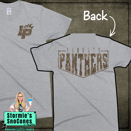 Liberty Panthers Bottomland Camo Frame - Dryblend or Dryfit - Sport Gray Short Sleeve Shirt