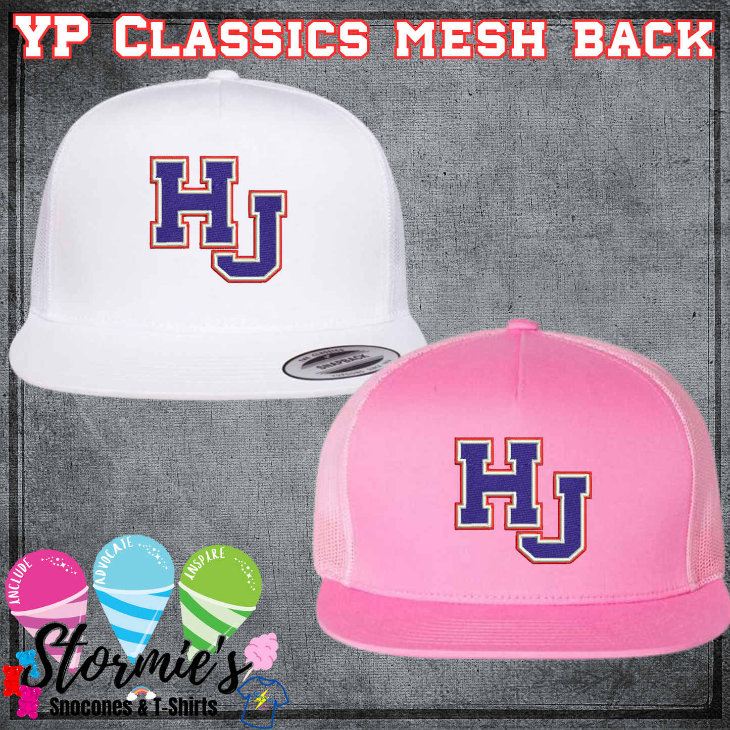 HJ 3 Color Hawks YP CLassics Flat Bill Mesh Back Embroidered Hat - PICK UP ONLY