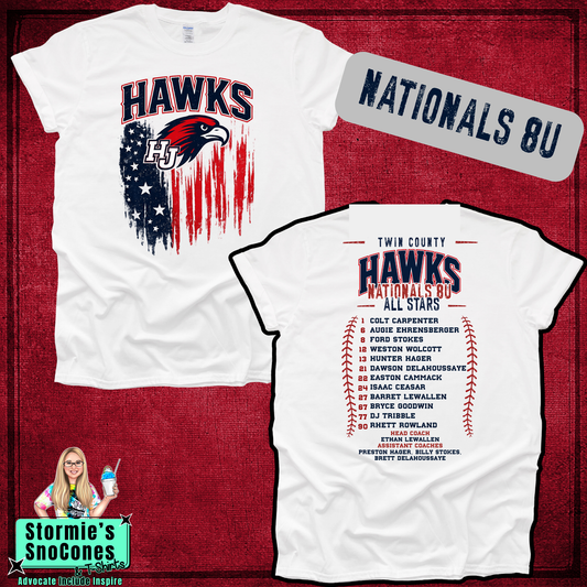 Twin County All-Stars Nationals 8U Coach Pitch 2026 White Shirt