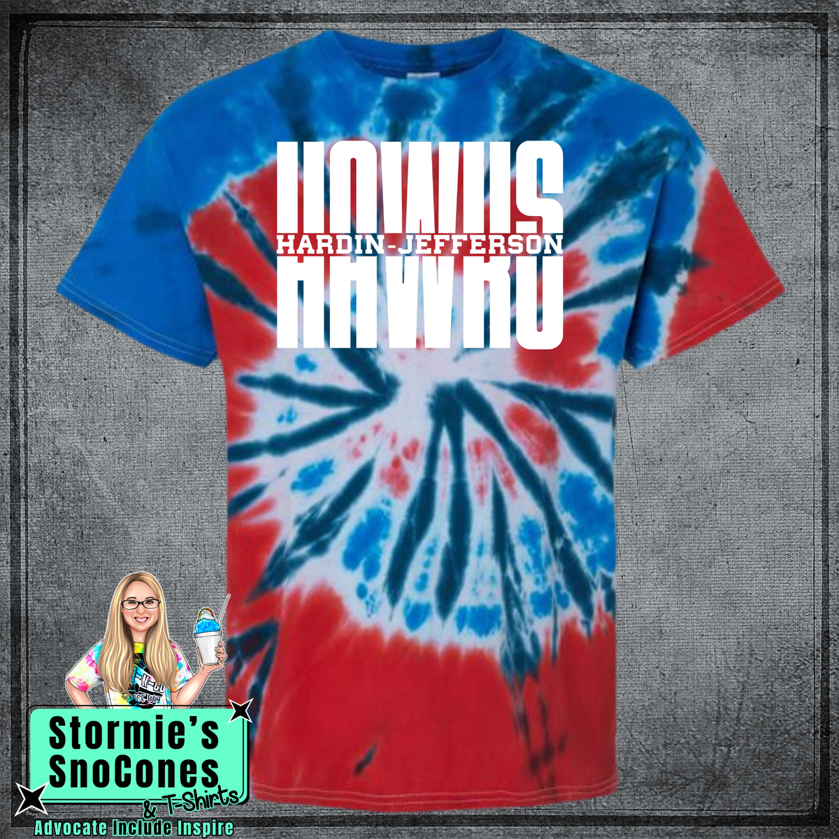 Hawks HJ Split Fall Field day/Homecoming 2026 Tie Dye Independence Red & Blue All School Support Shirt
