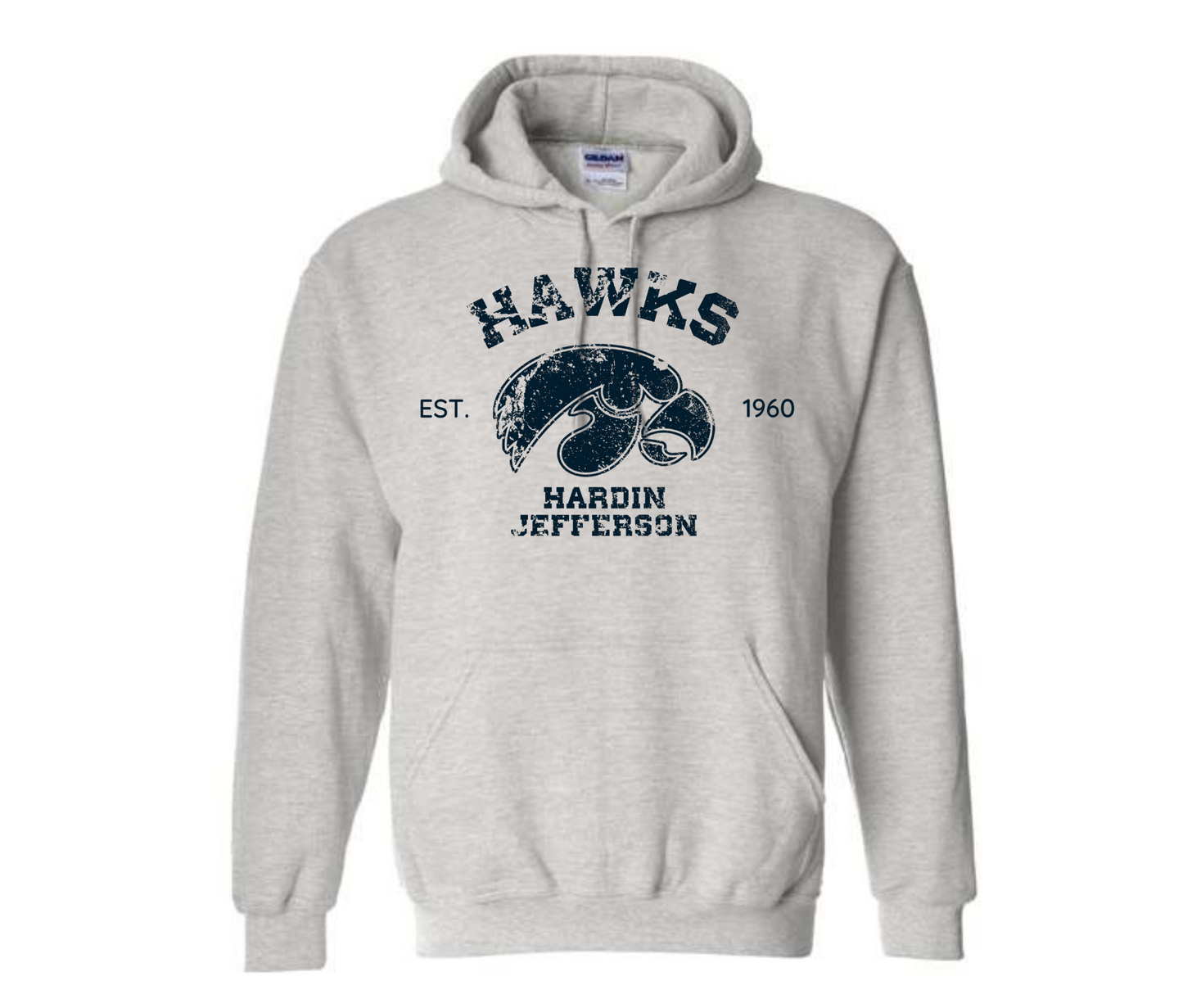 Hawks EST. HJ Distressed Gray Shirt & Sweatshirt & Hoodie & Long Sleeve Shirt