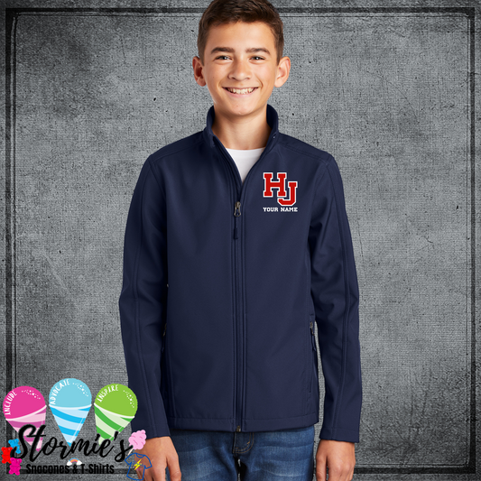 HJ Hawks Custom Name Soft Shell YOUTH Unisex Jacket - Navy