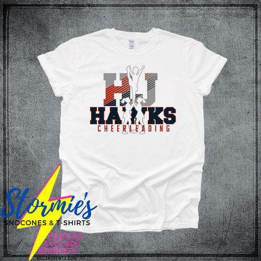 HJ Hawks Cheerleading Stunt White Shirt