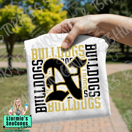 Nederland Bulldogs Logo Repeat White Gildan Comfort Colors Bella Canvas Shirt