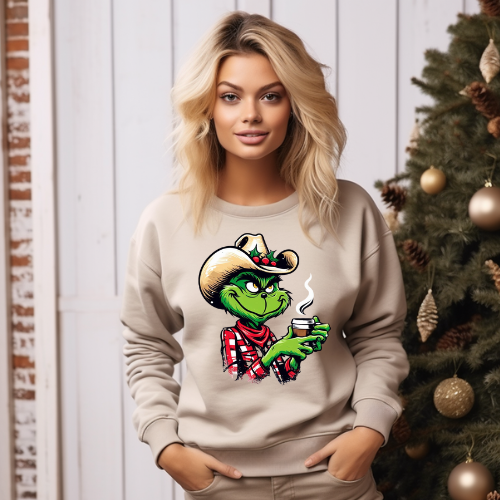 Grinch Cowboy Sweatshirt & Tshirt