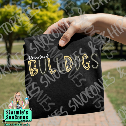 Nederland Bulldogs Polka Dot Doodle Black Gildan Comfort Colors Bella Canvas Shirt