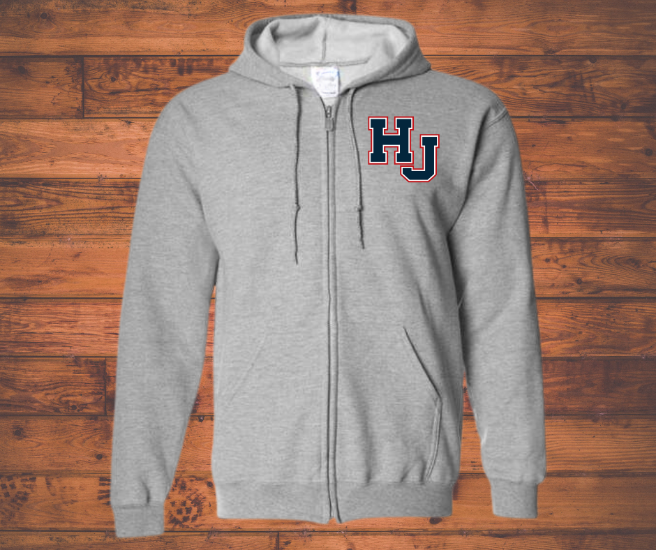 HJ Pocket Gray Zip up Hoodie DTF