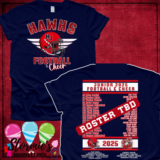 Hawks Football & Cheer 2025 Navy Shirt JUNIOR