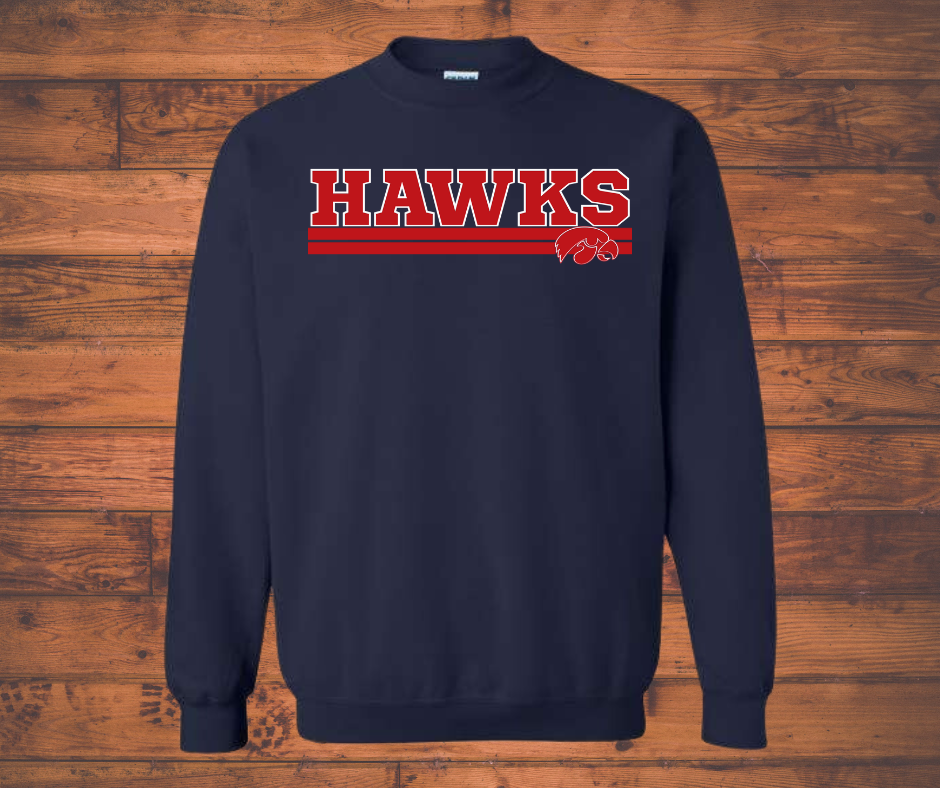 Hawks Lined Logo Navy Sweatshirt & Hoodie DTF