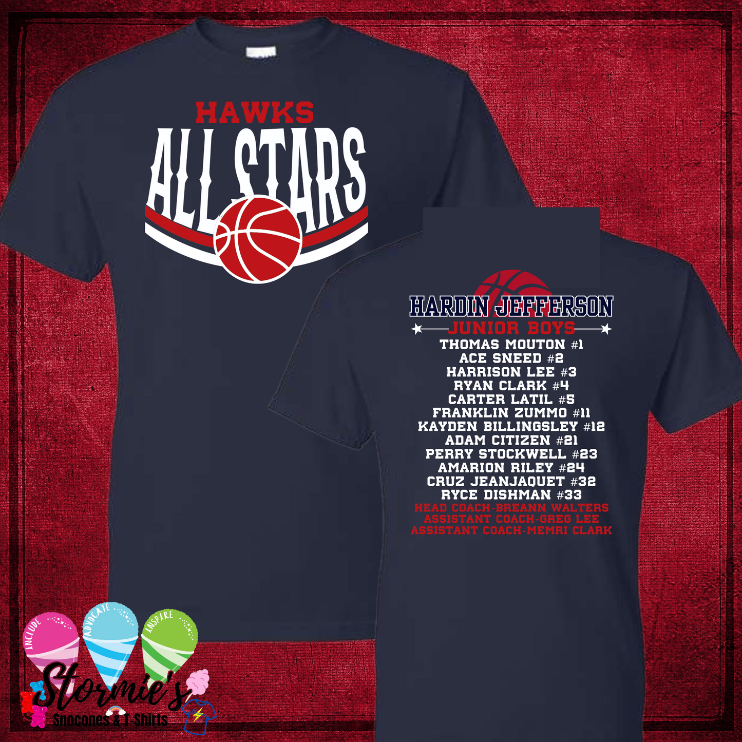 Hawks Junior Boys Basketball All-Stars 2025 Dry Fit Navy Shirt