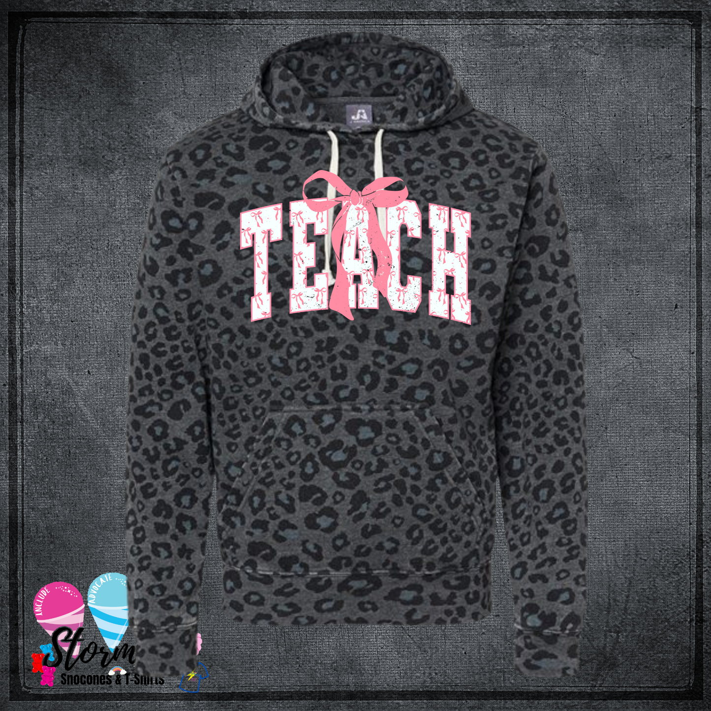 Teach Bow Black Cheetah Leopard Print Hoodie