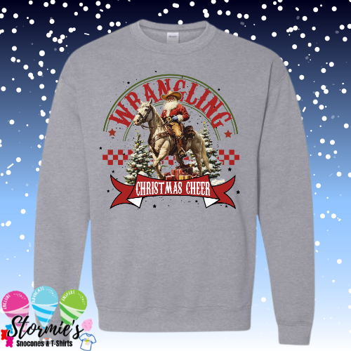 Wrangling Christmas Cheer Sport Gray Sweatshirt & Hoodie & Long Sleeve Shirt