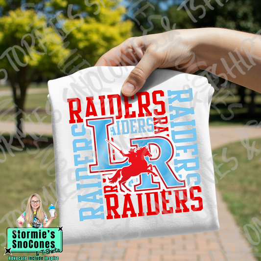 Lumberton Raiders Logo Repeat White Gildan Comfort Colors Bella Canvas Shirt