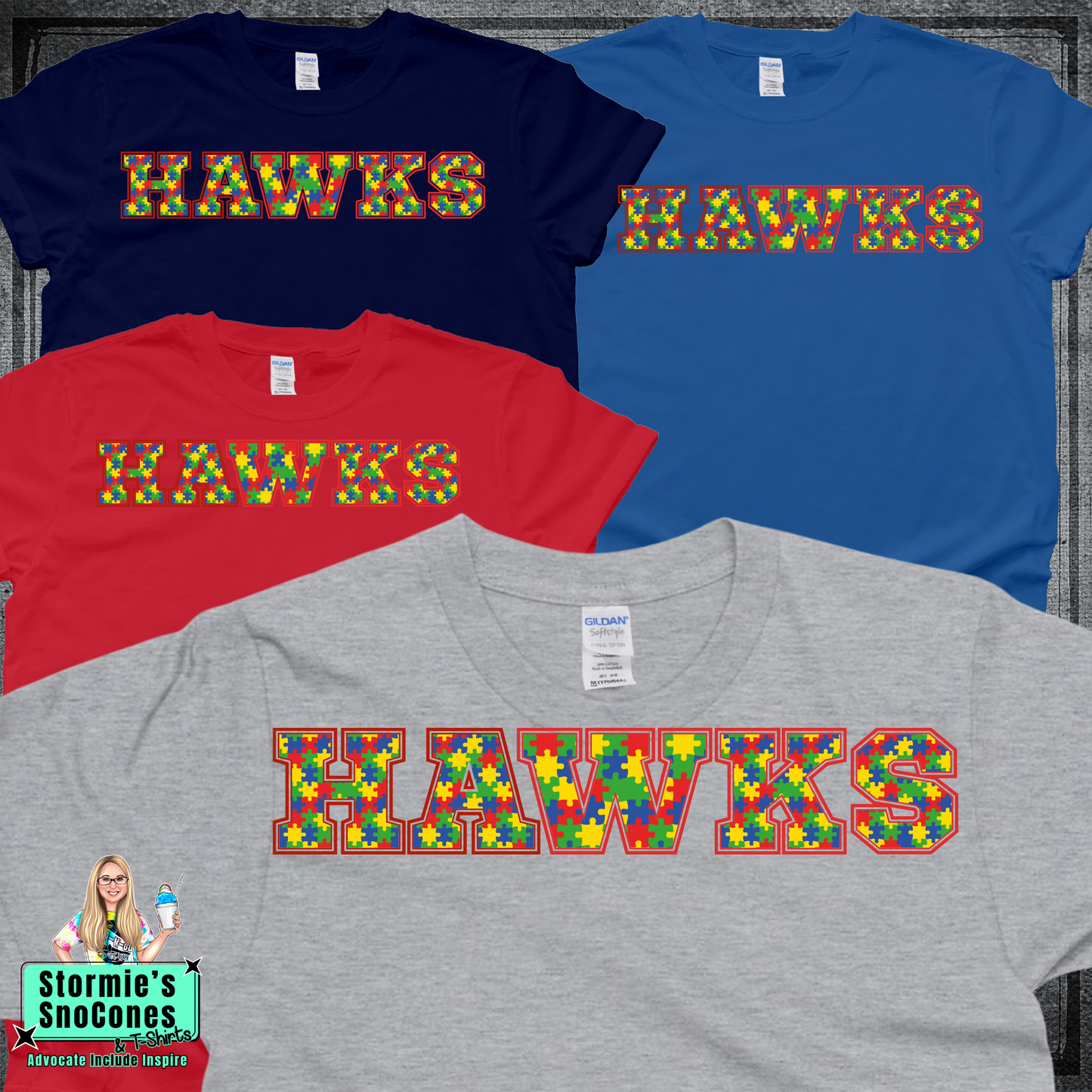 Hawks Autism Puzzle Fill Tshirt