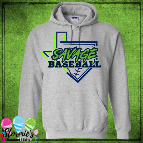 Savage Baseball 2025  - Gray Sweatshirt & Hoodie & Long Sleeve Shirt