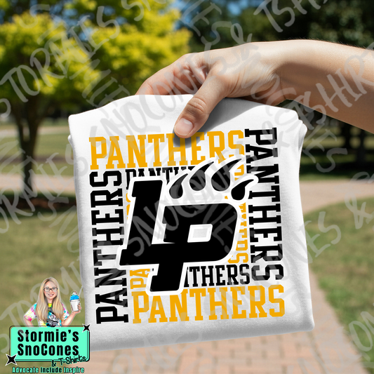 Liberty Panthers Logo Repeat White Gildan Comfort Colors Bella Canvas Shirt