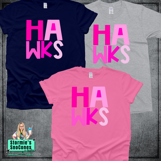 Hawks Big Stacked Pink Out Tshirt