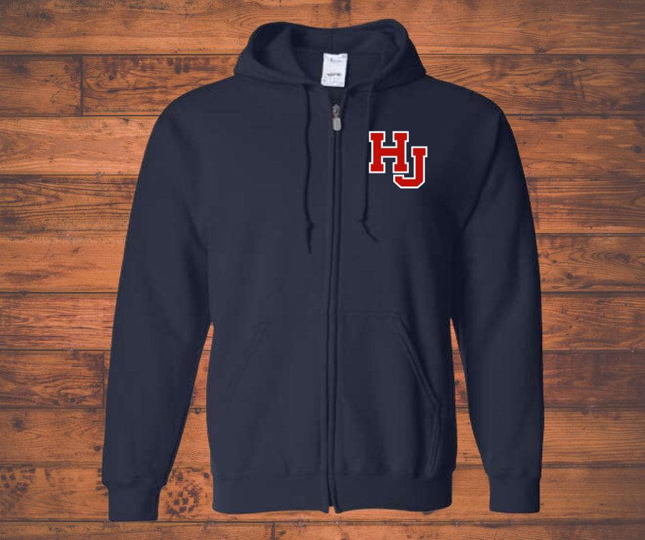 HJ Pocket Navy Zip up Hoodie DTF