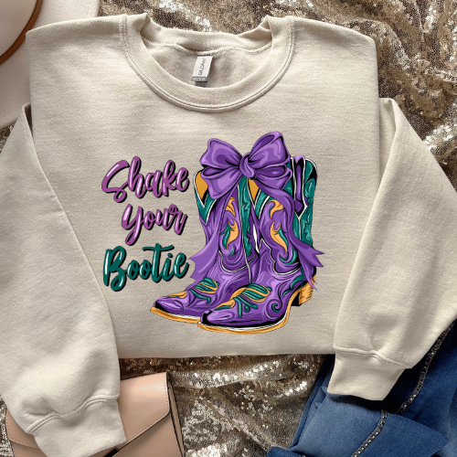 Mardi Gras Shake your Boots Cream Sweatshirt & Hoodie