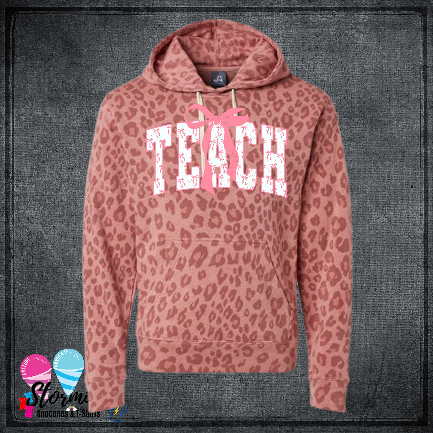 Teach Bow Pink Cheetah Leopard Print Hoodie